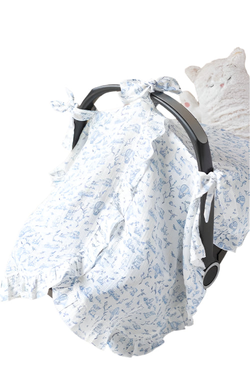 Stroller Cover - Toile De Jouy / Blue