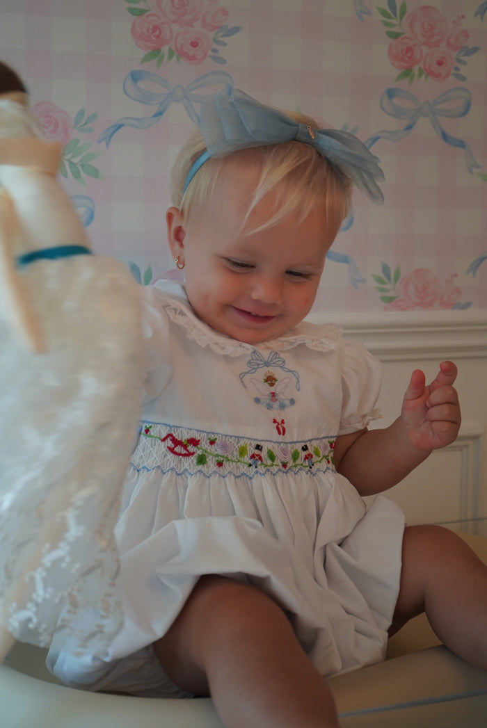Sugarplum Handsmocked Girl Romper