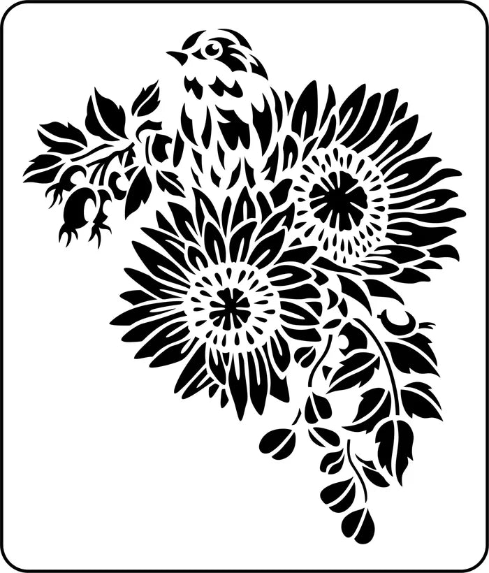 Sunflower Bird JRV Stencil