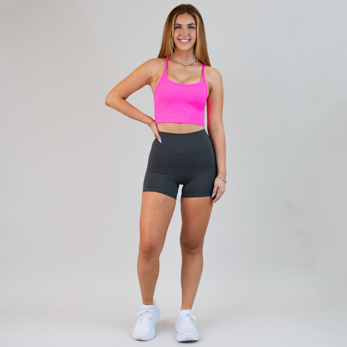 Neon Pink Switch Up Crop Tank - Fitted