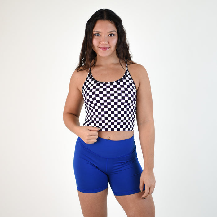 Black White check Switch Up Crop Tank - Fitted