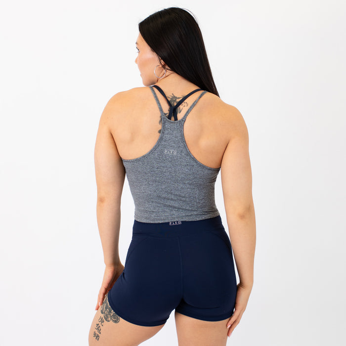 Heather Asphalt Switch Up Crop Tank - Fitted