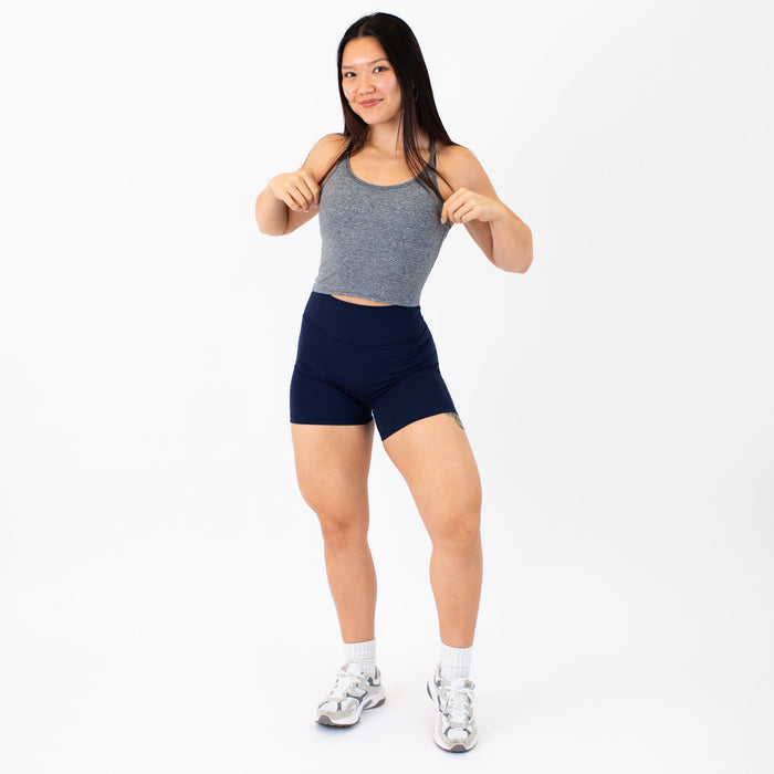 Heather Asphalt Switch Up Crop Tank - Fitted