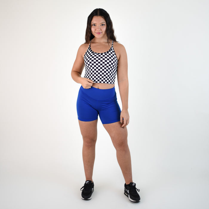 Black White check Switch Up Crop Tank - Fitted