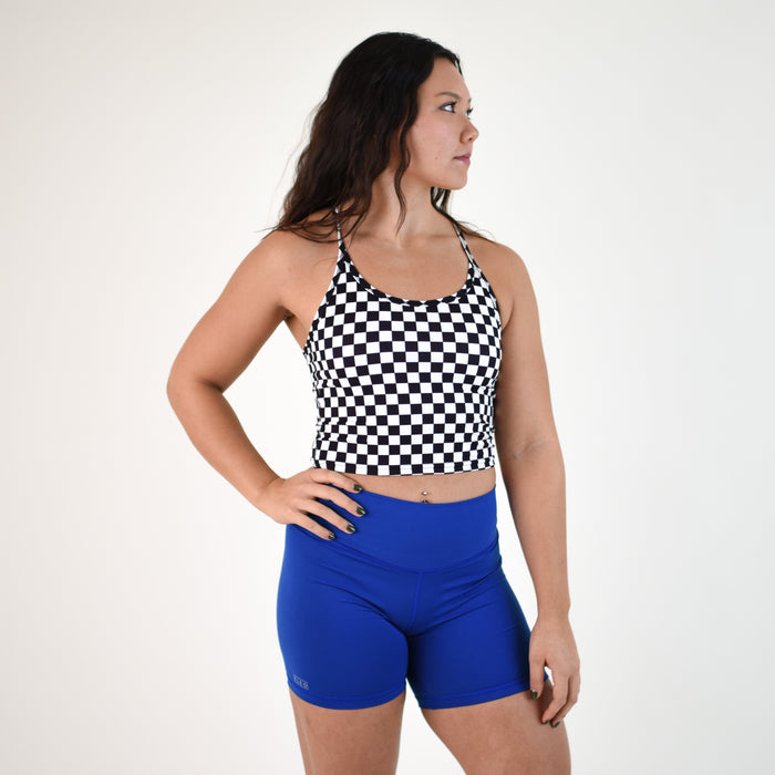 Black White check Switch Up Crop Tank - Fitted