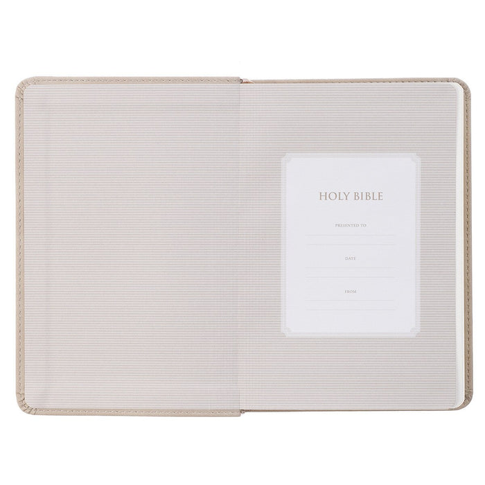 Taupe Bouquet Faux Leather Compact KJV Bible