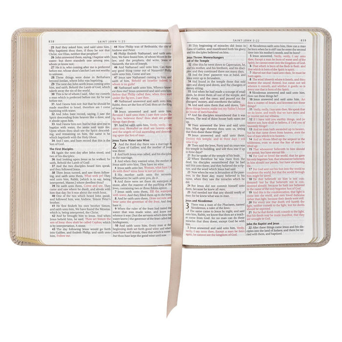 Taupe Bouquet Faux Leather Compact KJV Bible