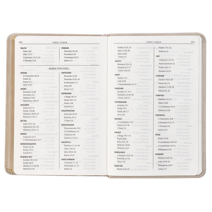Taupe Bouquet Faux Leather Compact KJV Bible