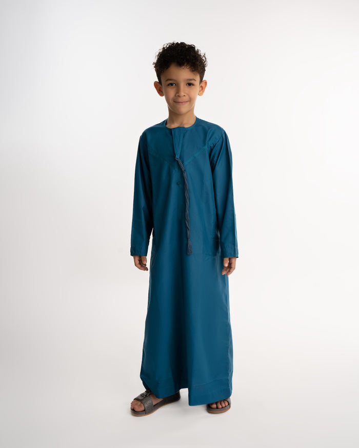 Teal Blue Emirati Kandora-Kids