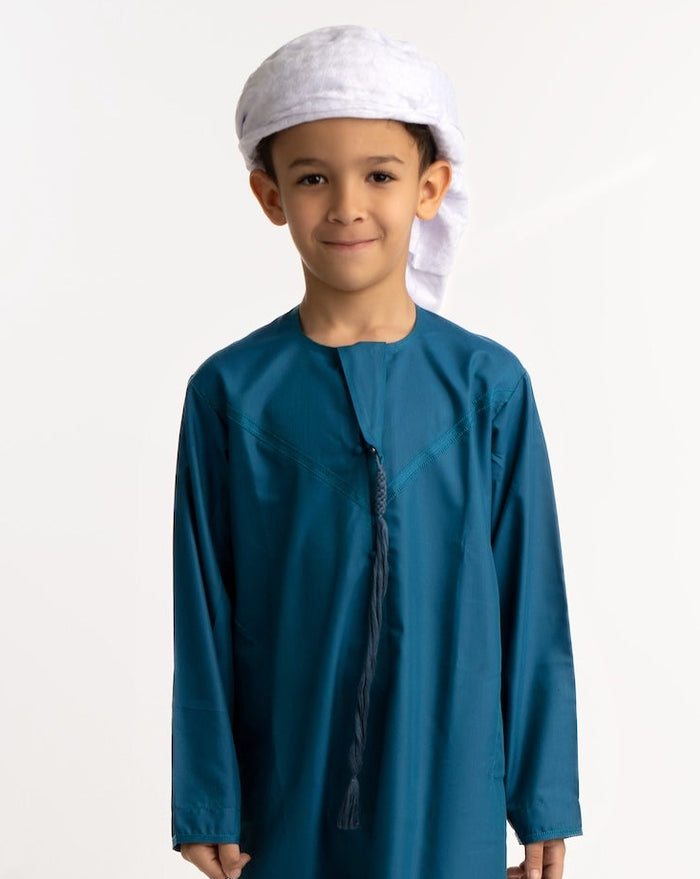 Teal Blue Emirati Kandora-Kids