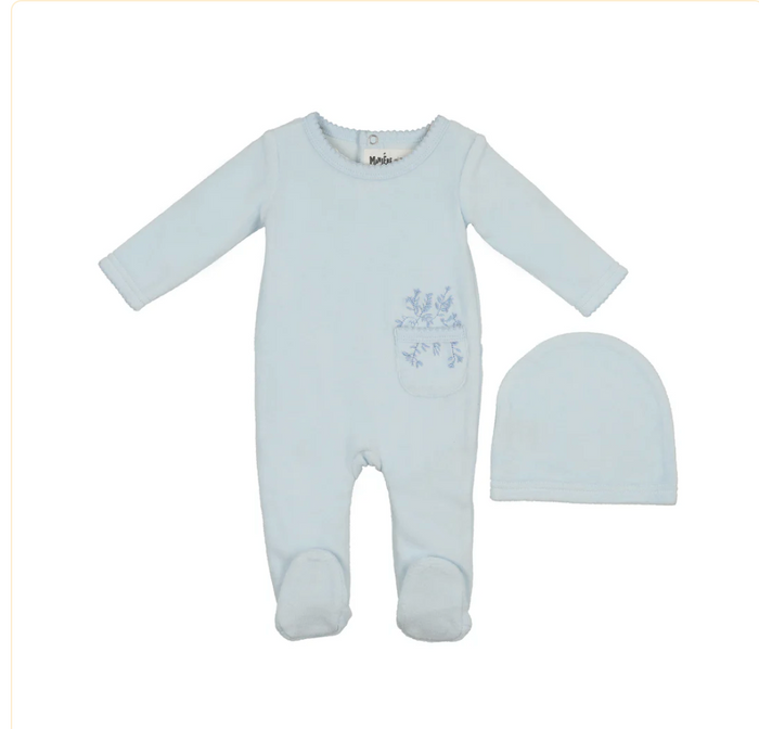 Teddy Velour Pocket Footie & Beanie