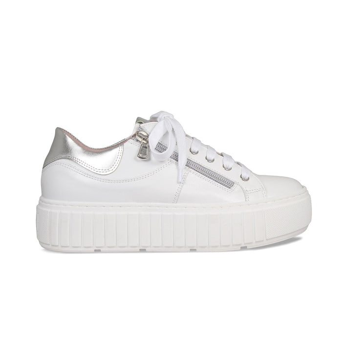 Tempo: White Leather & Silver Shoes Sole Bliss