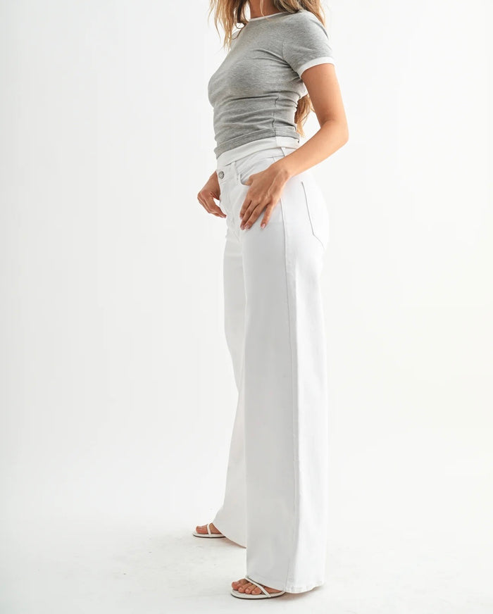The Stretchy Wide Leg Jean- White