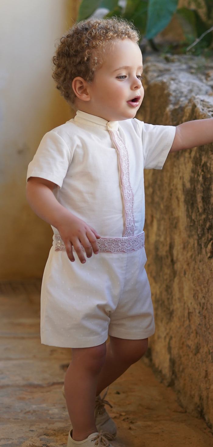 Therese Boy White and Pink 2-Piece Set