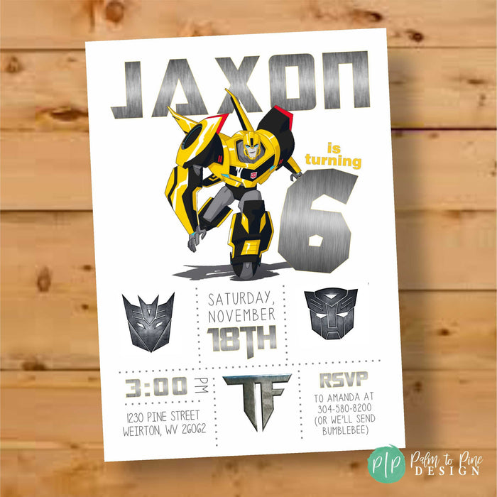 Transformers Rescue Bots birthday invitation, personalized with name and age