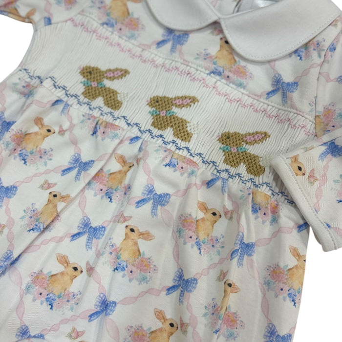 Trellis Bunnies Footie Babygrow