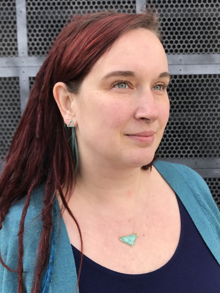 Triangle Green Patina Necklace
