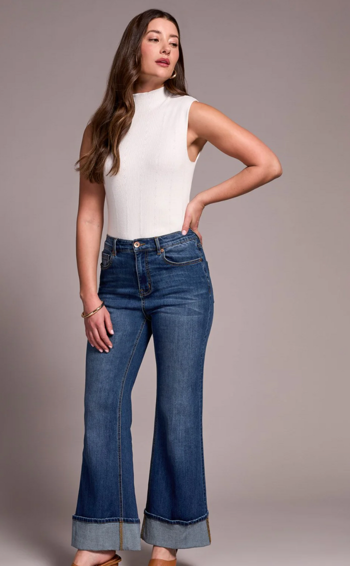 Tribal Brooke Cuffed Palazzo Jeans