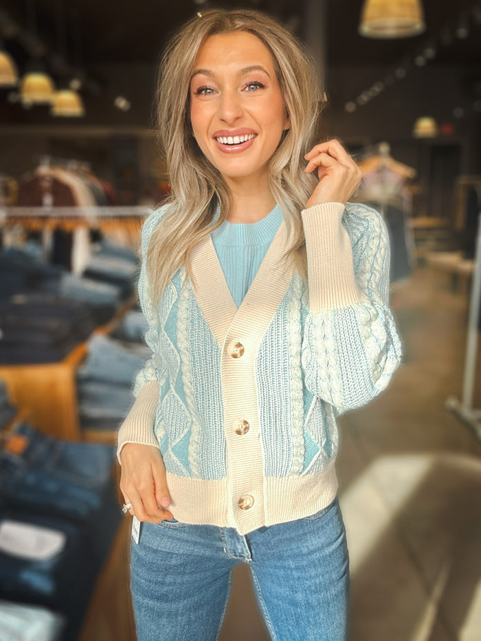 Tribal Soft Touch Puff Sleeve Sweater Cardigan