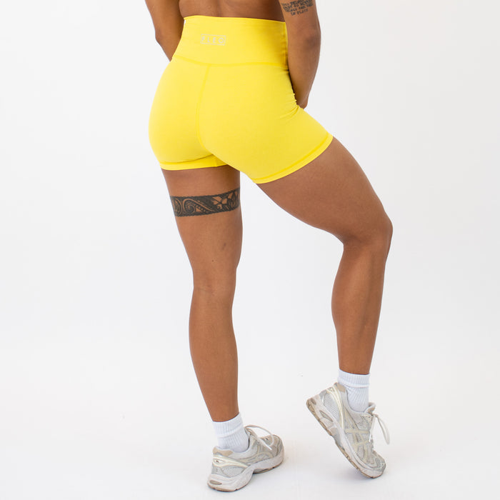 Heather Vibrant Yellow High Rise Spandex Shorts
