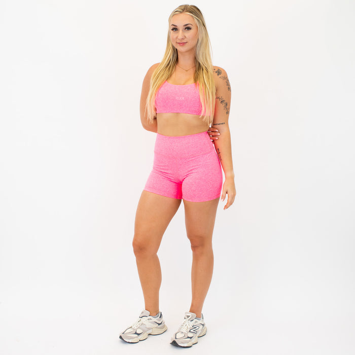Heather Electric Pink True High Rise Spandex Shorts