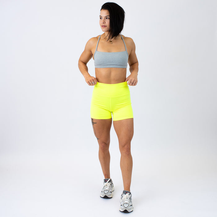 Neon Yellow High Rise Spandex Shorts