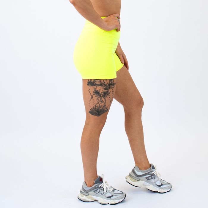 Neon Yellow High Rise Spandex Shorts