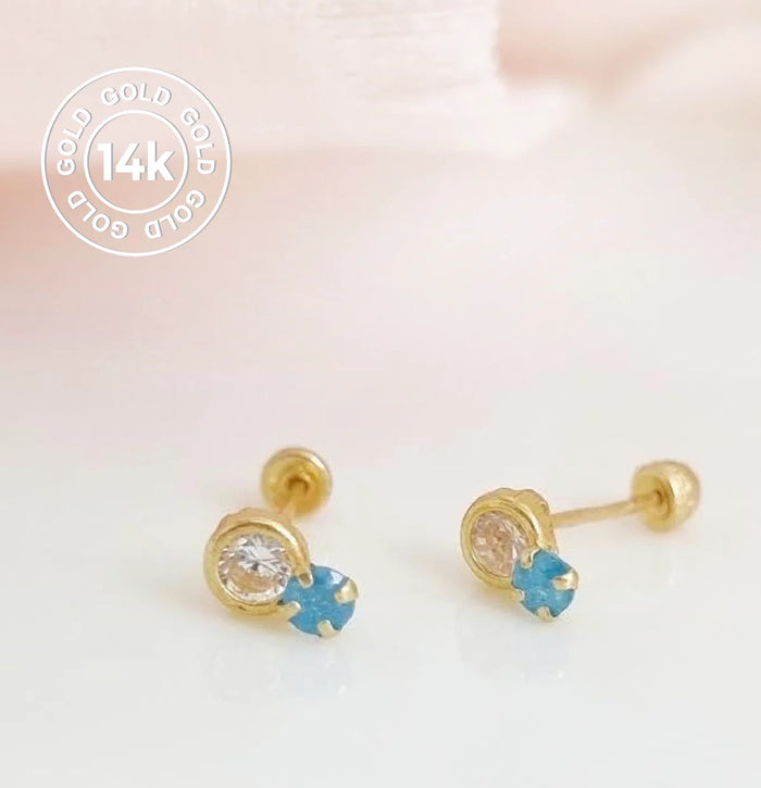 Turquoise Stud 14K Gold