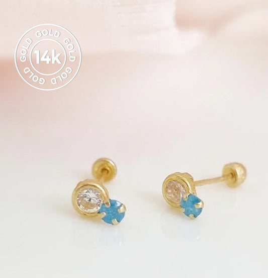 Turquoise Stud 14K Gold