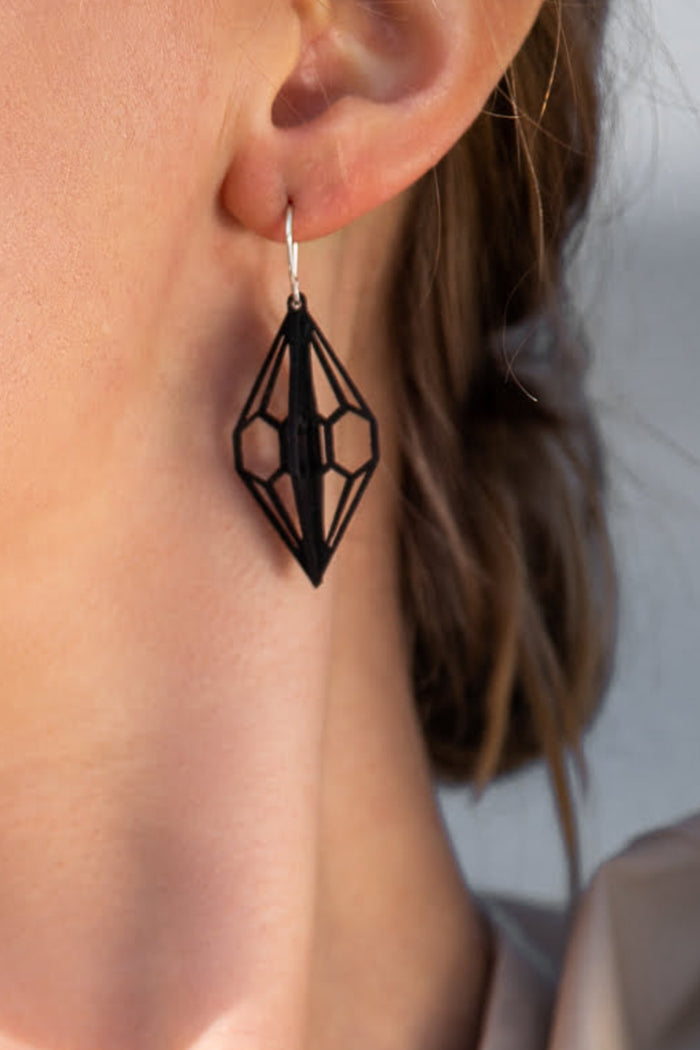 Valona Diamond 3D Black Earrings