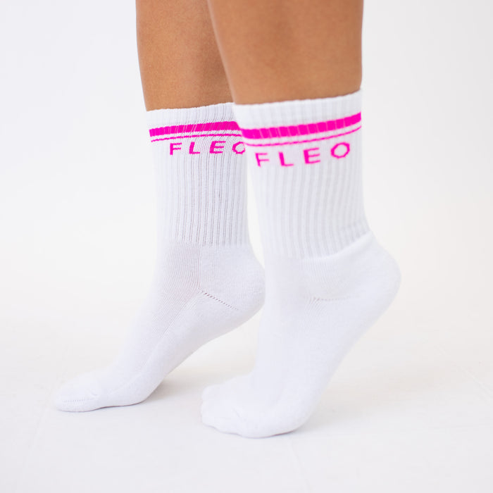 Varsity Sock - White Neon Pink