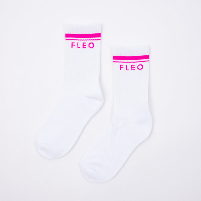 Varsity Sock - White Neon Pink