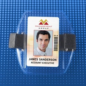 Vertical Arm Band Badge Holder with Blue Strap - Government Size - 504-ARFB, Qty = 25