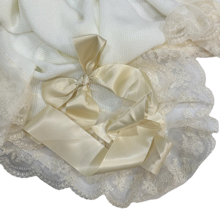 Victoria Beige & Ivory Luxe Knitted Blanket