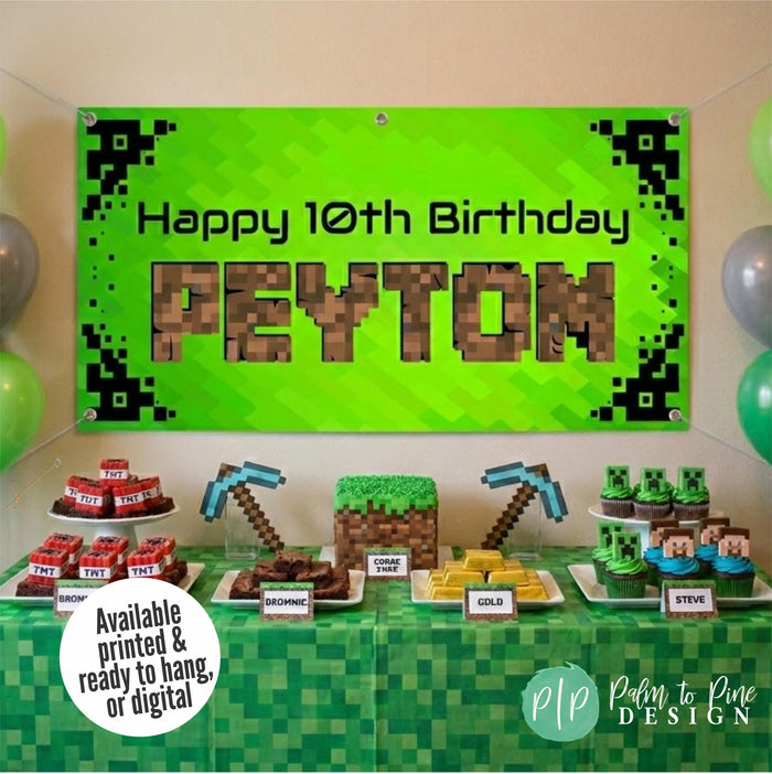 video game themed birthday banner
