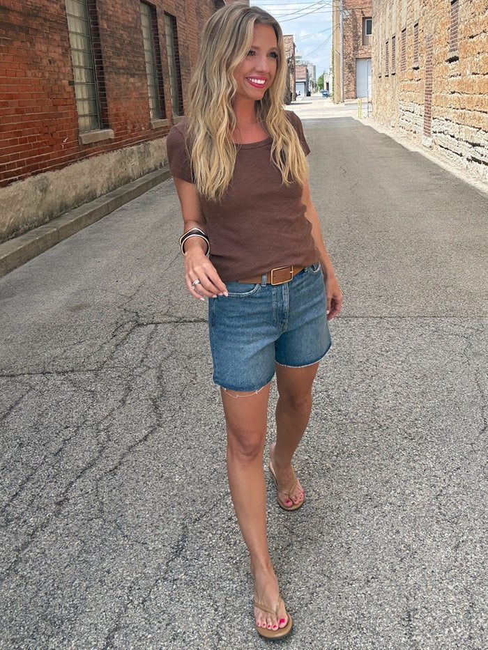 Warp + Weft VVI Relaxed Jean Short in Earth Mother
