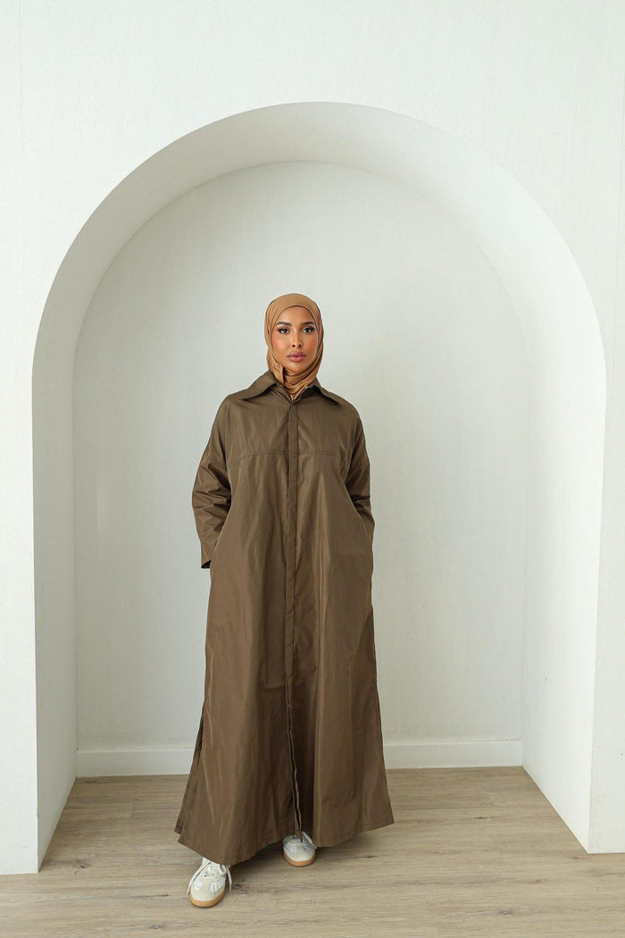 Waterproof Abaya Coat - Brown