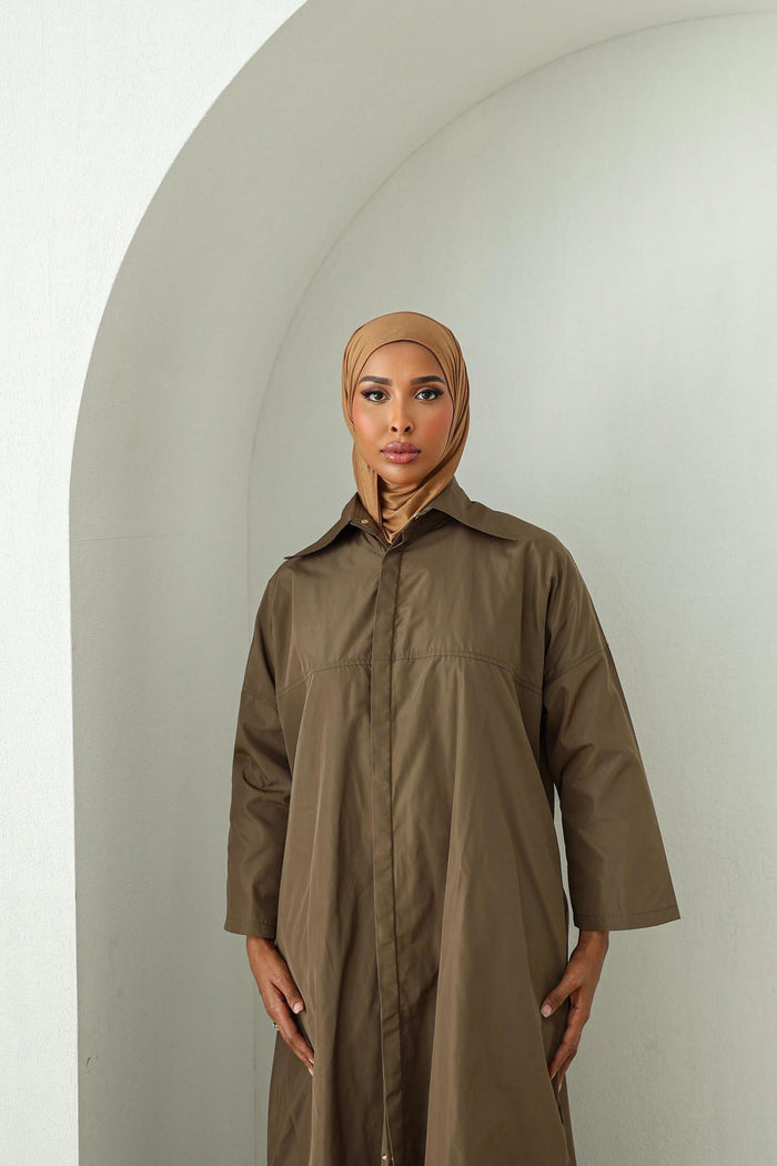 Waterproof Abaya Coat - Brown