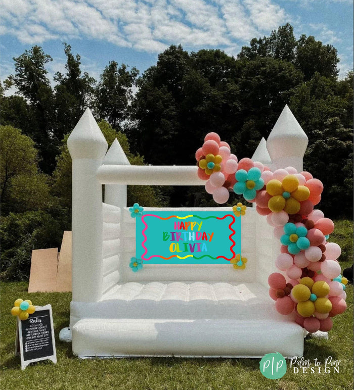 Wavy Border Rainbow Birthday Banner