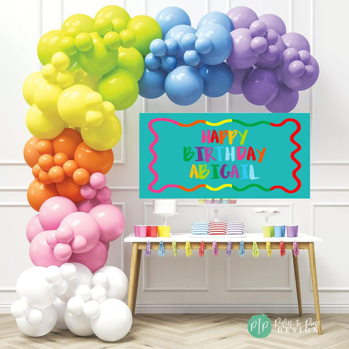Wavy Border Rainbow Birthday Banner
