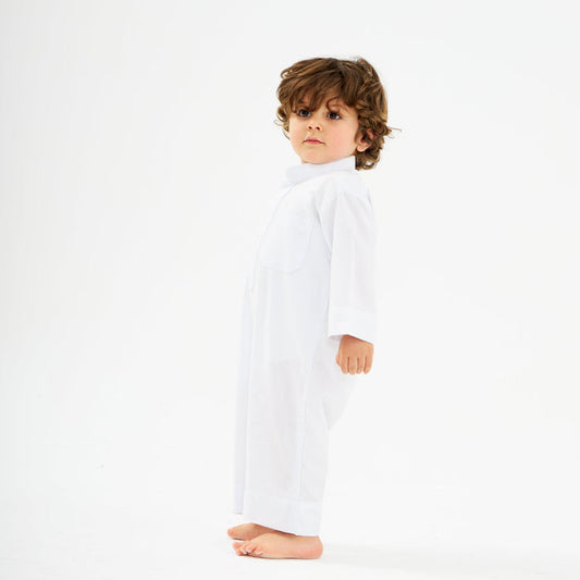 White Kuwaiti Dishdasha-Kids