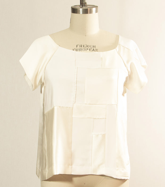 White Patchwork Tunic with Beads