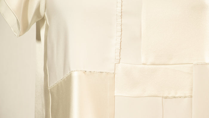 White Patchwork Tunic with Beads
