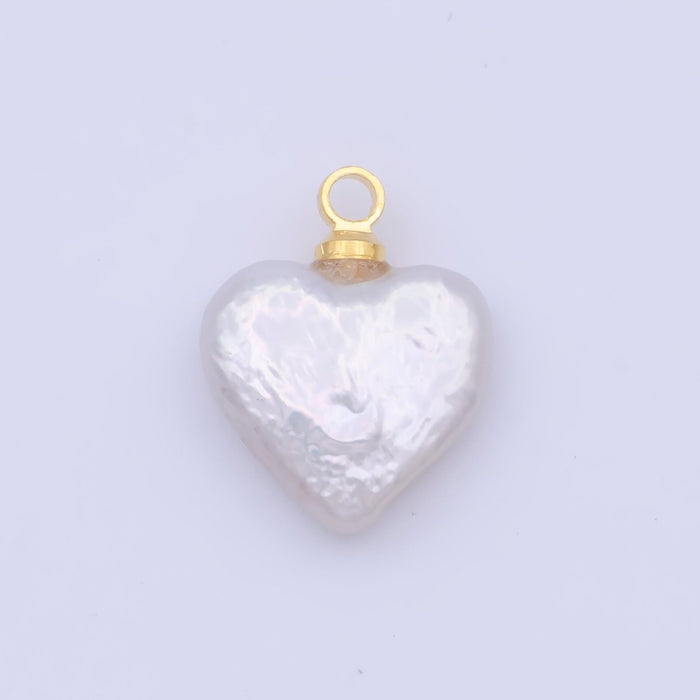 White Pearl Heart Charm