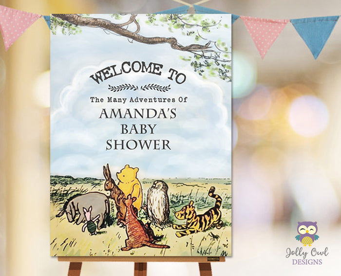Winnie The Pooh Baby Shower Welcome Sign