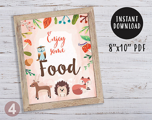 Woodland Themed Baby Shower / Birthday Party Signs - Bundle Set