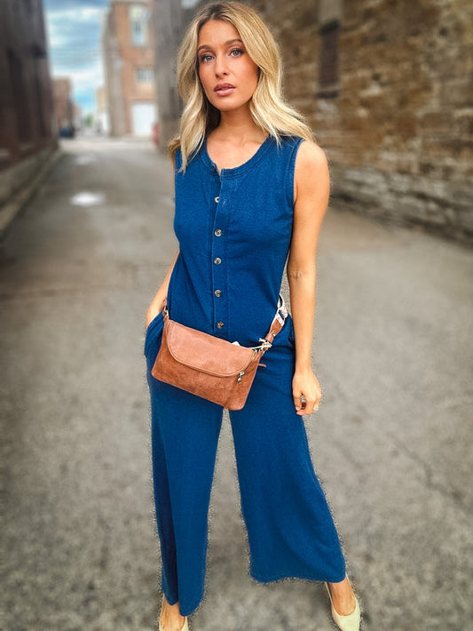 Z Supply Fiona Jersey Denim Jumpsuit