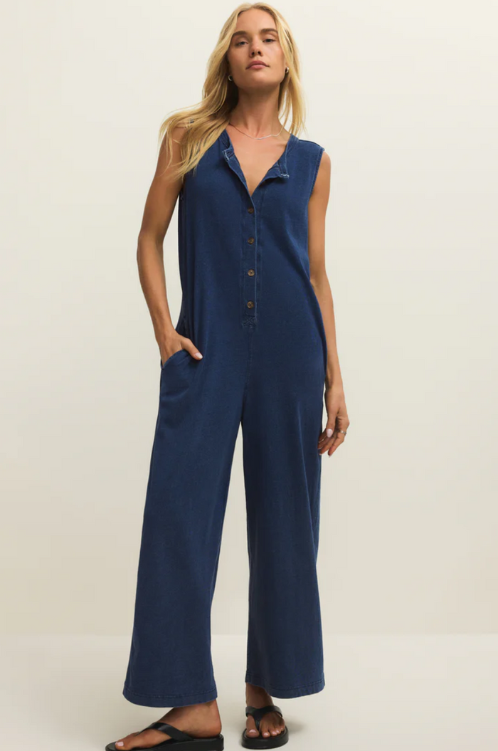 Z Supply Fiona Jersey Denim Jumpsuit