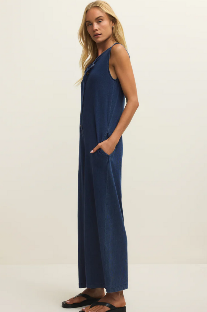 Z Supply Fiona Jersey Denim Jumpsuit
