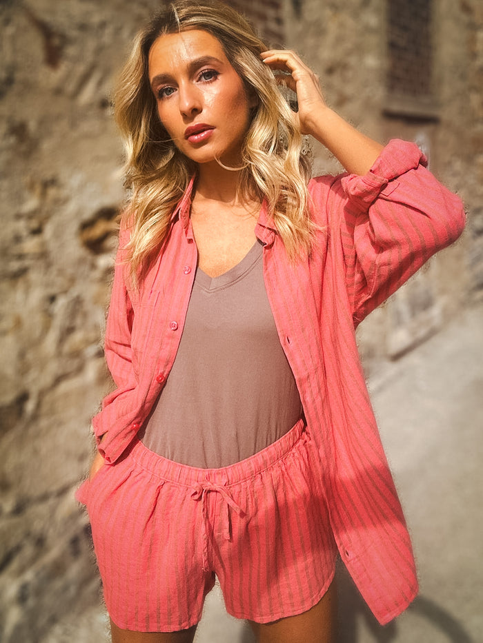 Z Supply The Perfect Striped Linen Button Up